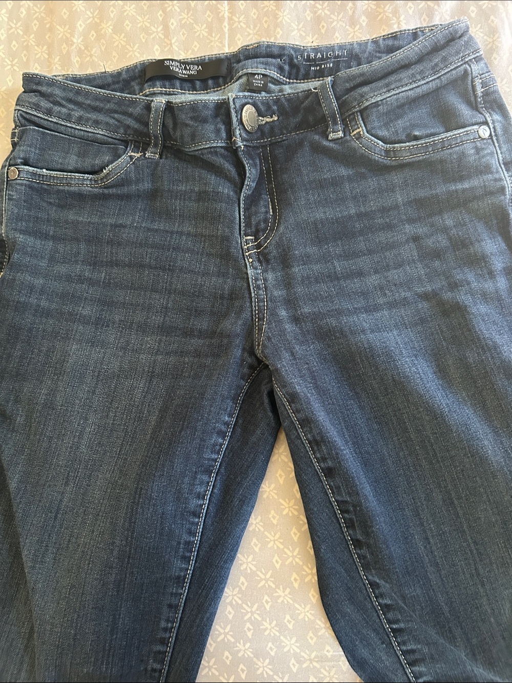 Simply Vera Vera Wang Mid-Dark Blue Straight Leg Jeans